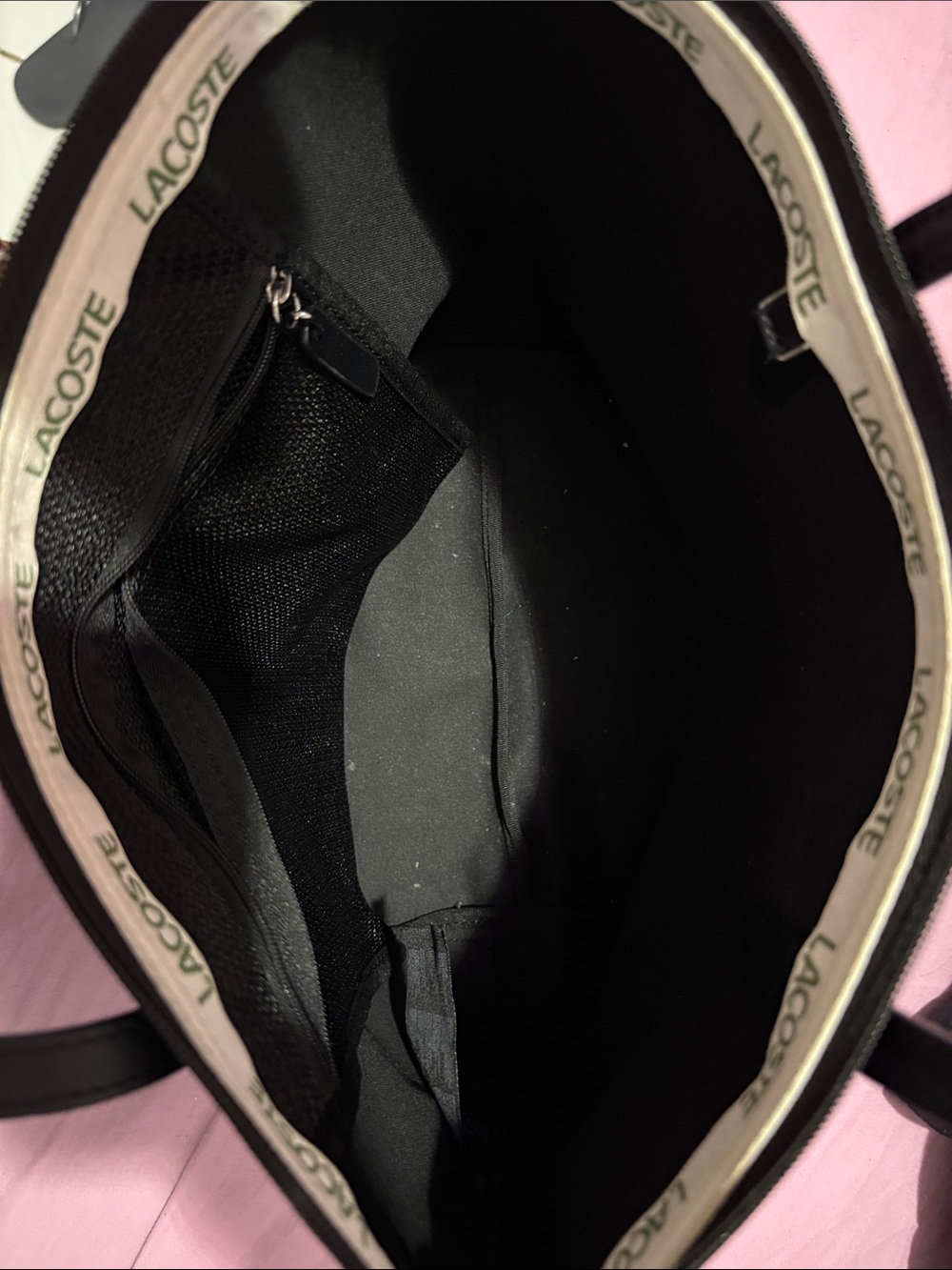 Lacoste Black Tote with Patterned Scarf Accent - Picture 4 of 5